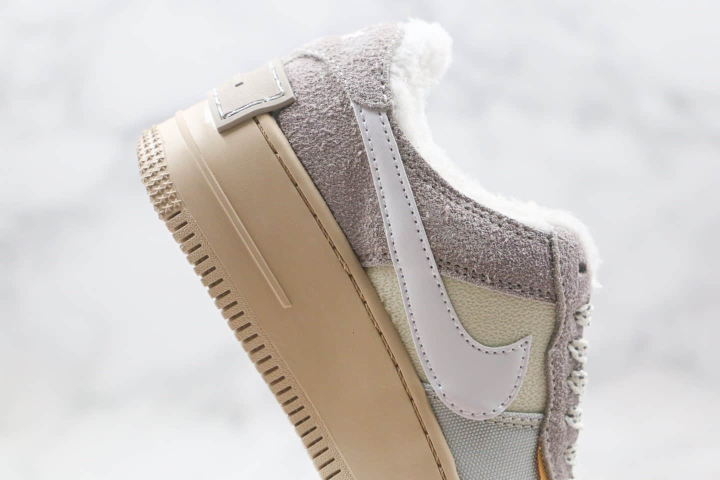 耐克Nike Air Force 1 Shadow纯原版本马卡龙解构空军一号卡其灰色加绒款原楦头值班打造 货号：DC5270-016