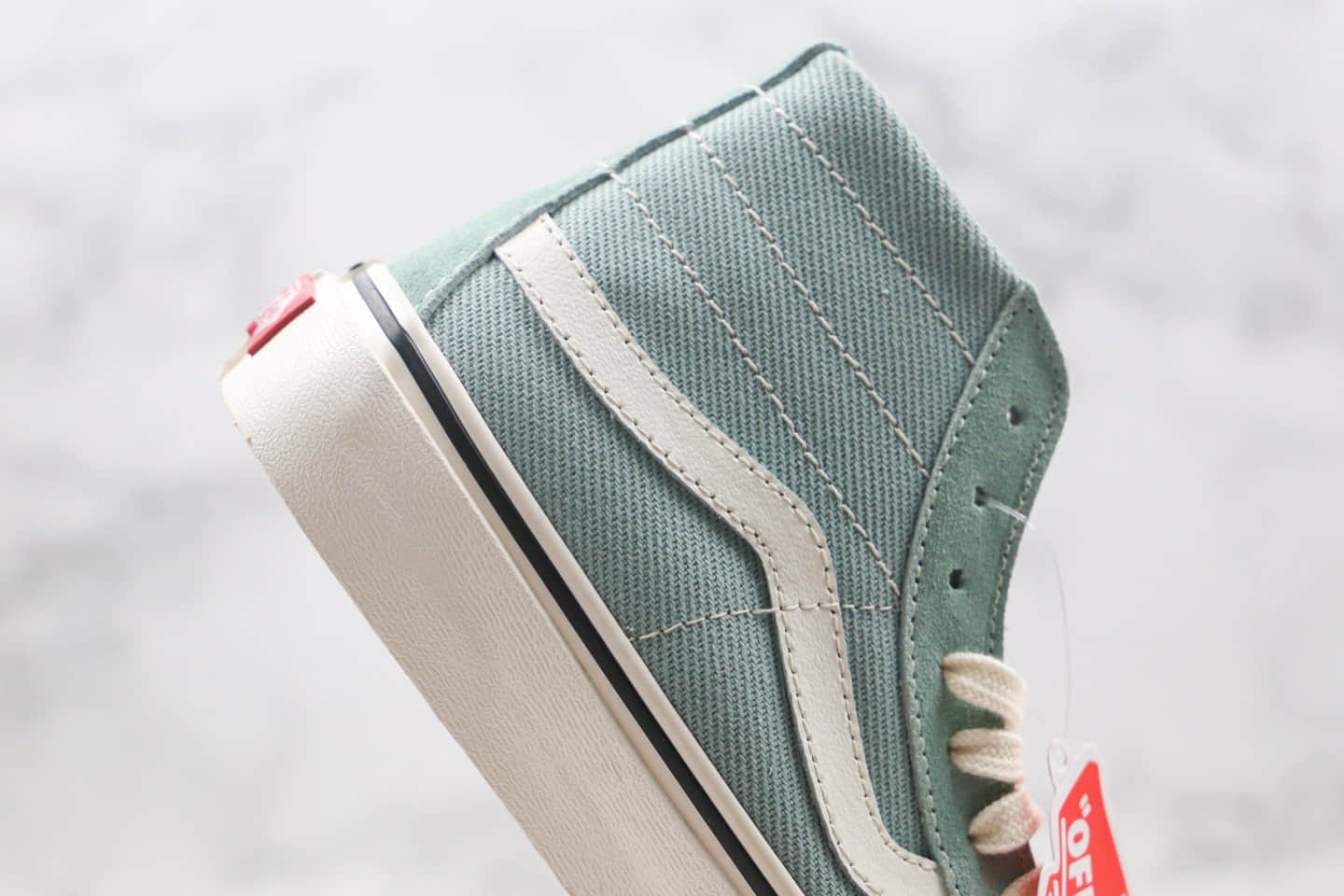万斯Vans SK8-Hi SF x Off-White公司级版本高帮半月包头薄荷绿色硫化板鞋原盒原标