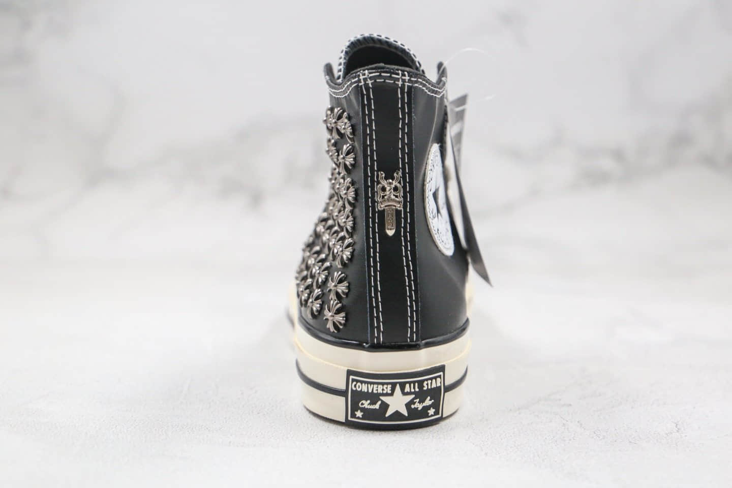 匡威Chrome Heart X Converse Chuck 70公司级版本克罗心联名皮面板鞋黑色蓝底双围条 货号:169999C