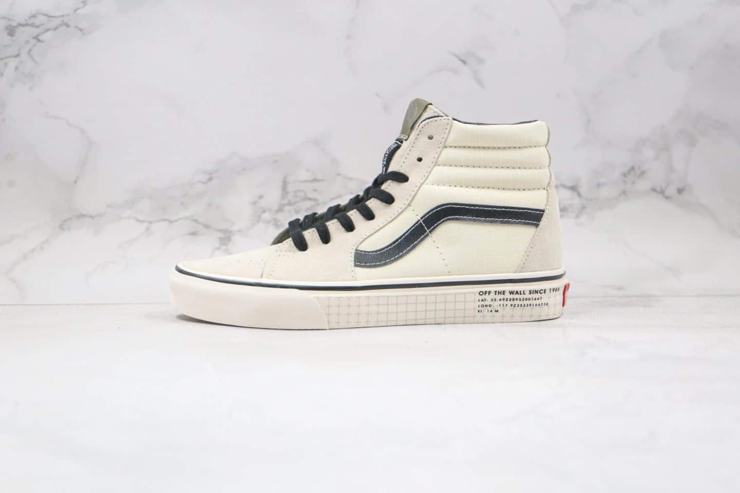 万斯Vans Sk8-Hi公司级版本高帮板鞋米白黑色网格原档案数据开发 货号:VN0A4BV622H