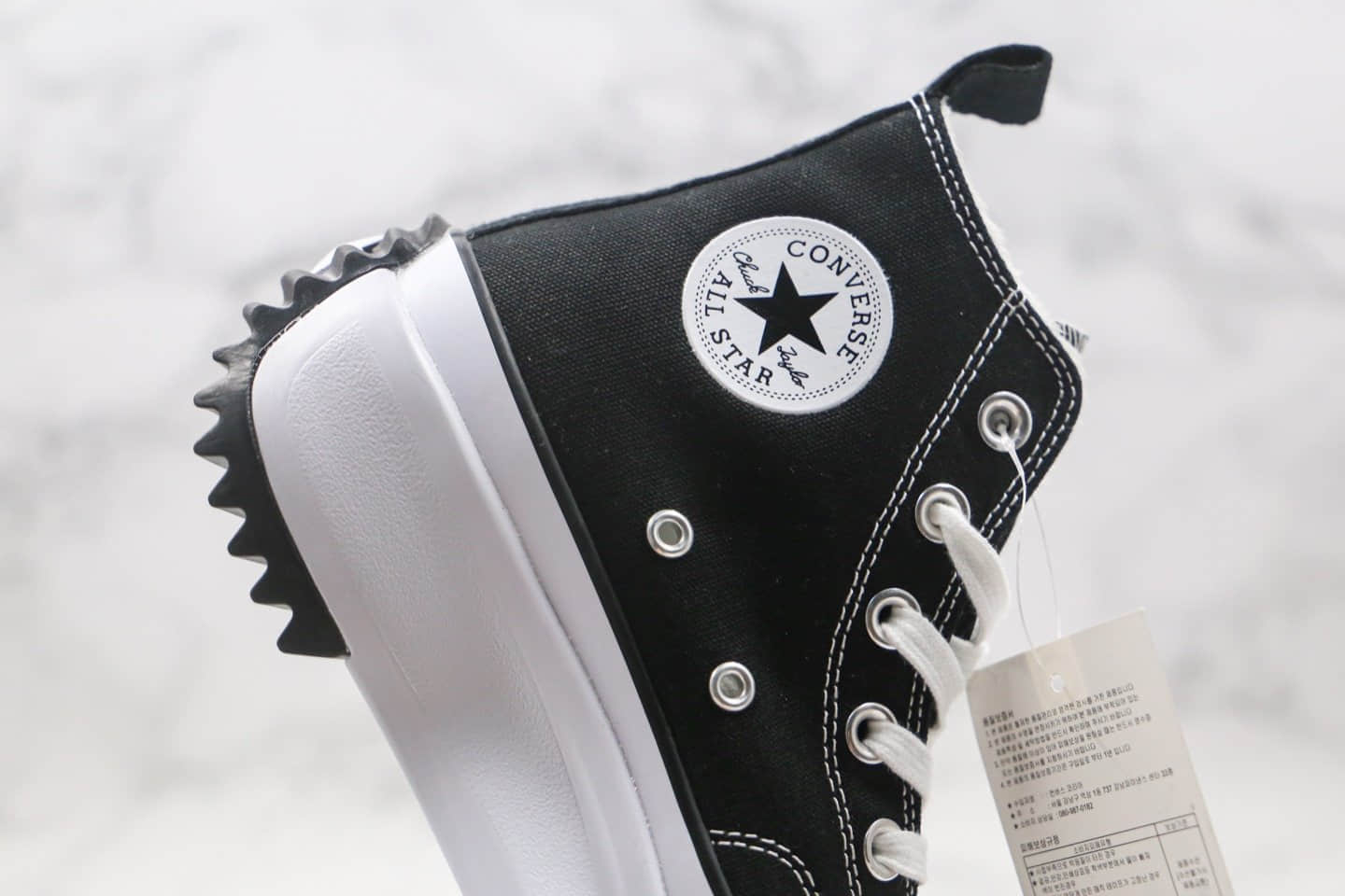 匡威J.W. Anderson x Converse chuck Run Star Hike Hi公司级版本联名高帮锯齿厚底加绒板鞋黑白色原楦开发 货号:166802C