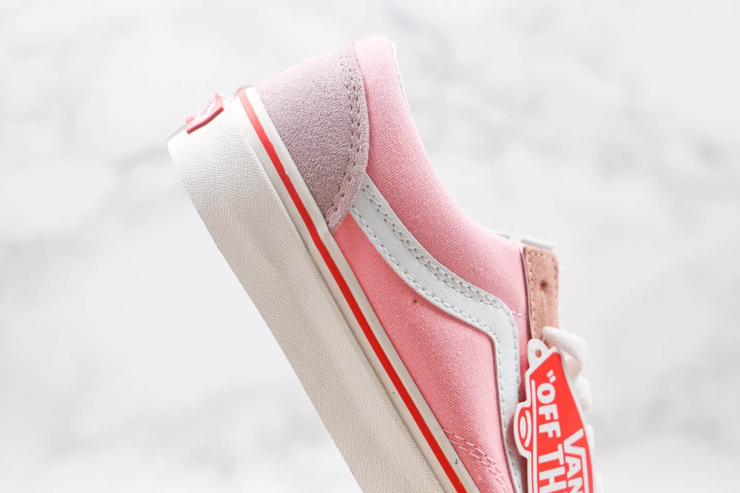 万斯Vans Old Skool公司级版本低帮粉色帆布麂皮拼接硫化板鞋原盒原标原楦头纸板打造 货号:VN0A32R3LVH