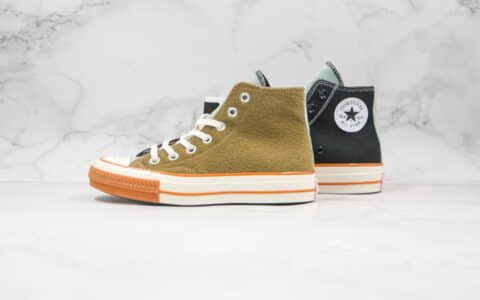 匡威Converse Chuck 70公司级版本高帮哭脸黑绿色拼接硫化板鞋原厂硫化大底 货号:169843C