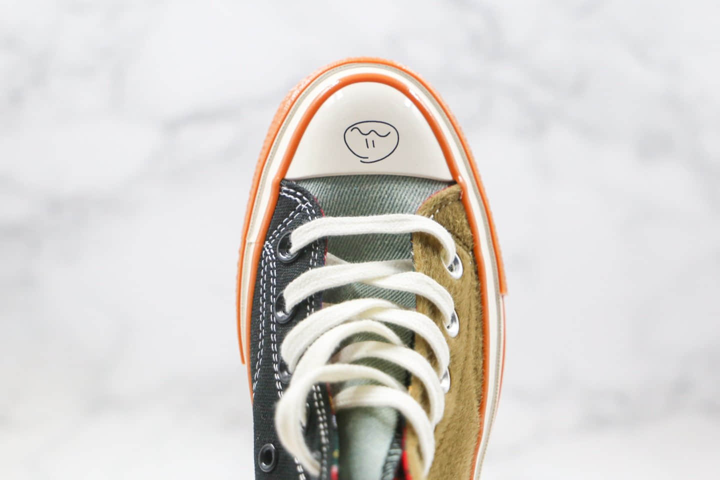 匡威Converse Chuck 70公司级版本高帮哭脸黑绿色拼接硫化板鞋原厂硫化大底 货号:169843C