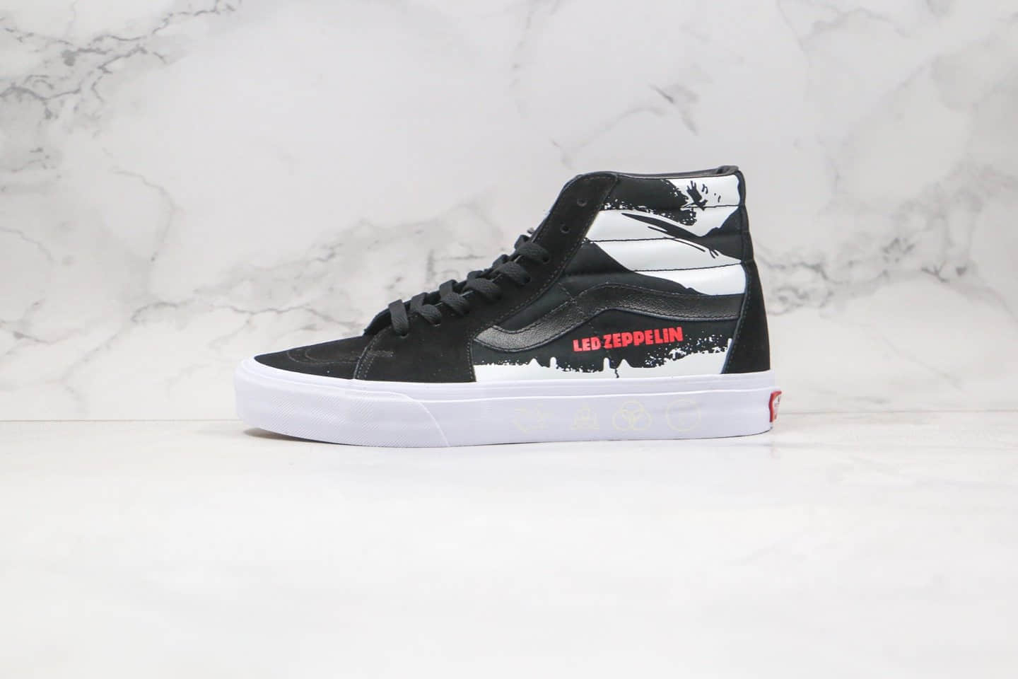 万斯Vans Sk8-Hi公司级版本高帮OR乐队联名款齐柏林飞艇X50周年黑白色硫化板鞋原鞋开模一比一打造