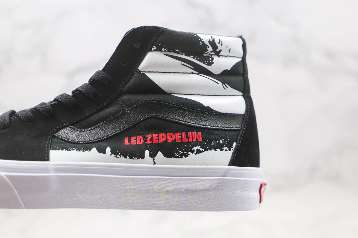 万斯Vans Sk8-Hi公司级版本高帮OR乐队联名款齐柏林飞艇X50周年黑白色硫化板鞋原鞋开模一比一打造