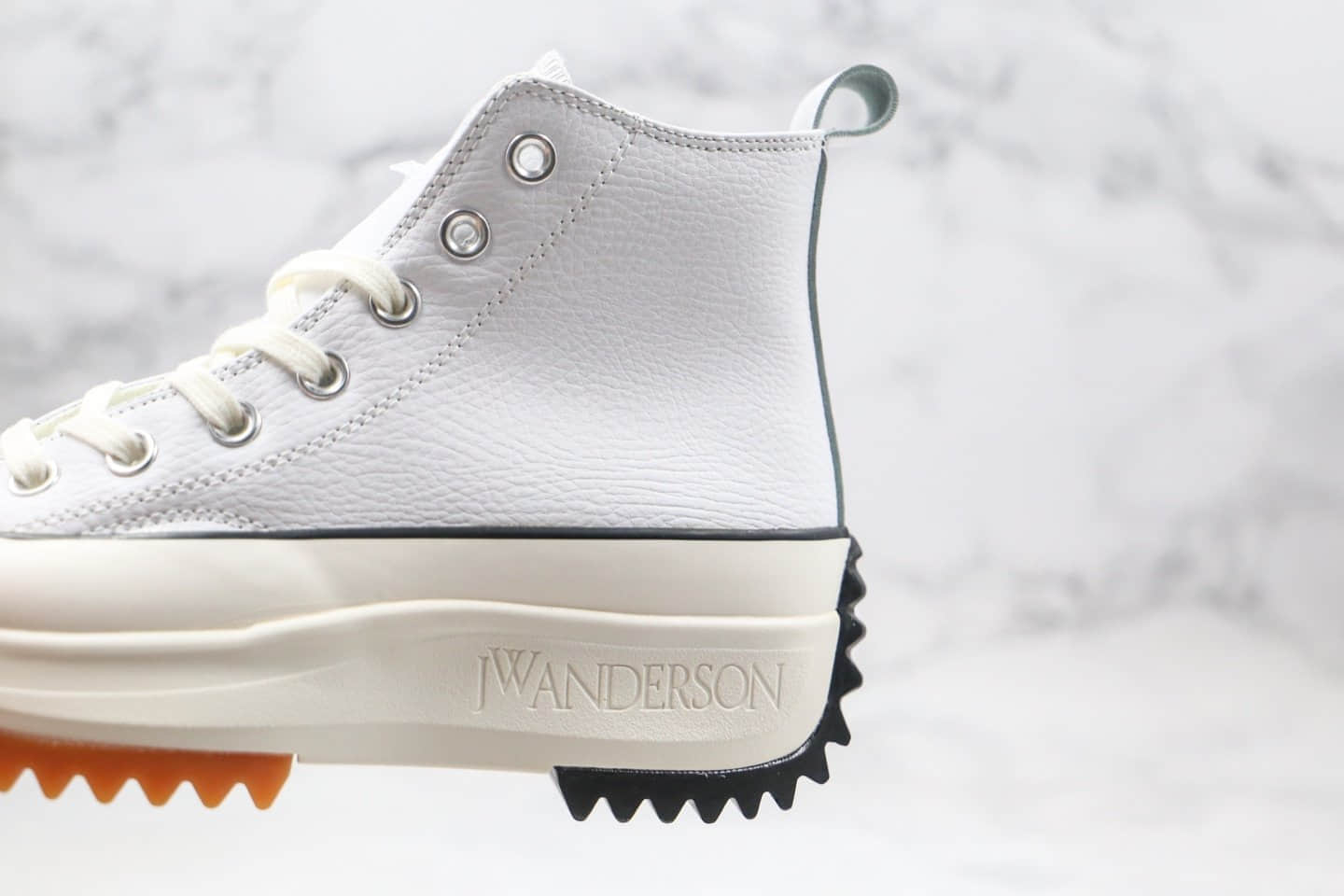 匡威Converse chuck Run Star Hike Hi White Blue Gum x J.W. Anderson联名款公司级版本高帮皮面厚底锯齿皮面白色加绒松糕鞋原盒原标 货号:162255C