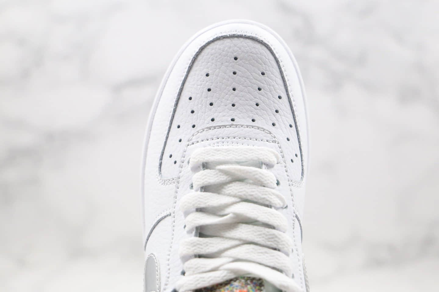 耐克Nike Air Force 1 Low纯原版本低帮空军一号马赛克像素白黑银色板鞋内置全掌Sole气垫 货号:DB1558-100
