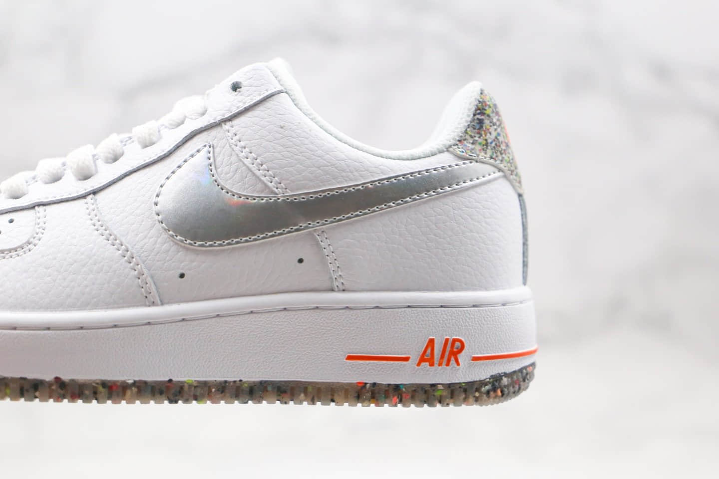 耐克Nike Air Force 1 Low纯原版本低帮空军一号马赛克像素白黑银色板鞋内置全掌Sole气垫 货号:DB1558-100