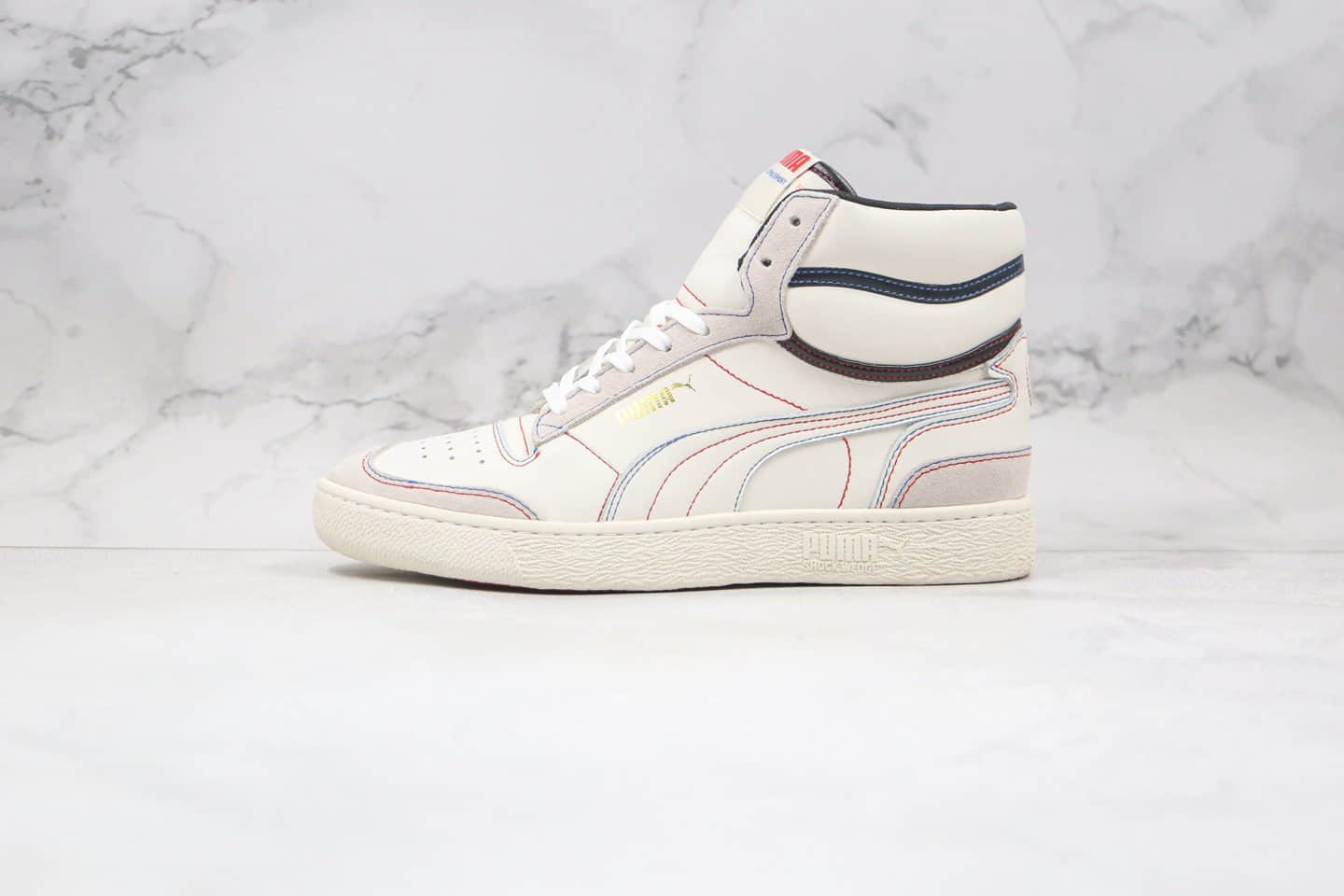 彪马Puma Ralph Sampson Mid纯原版本中帮皮面米白黑色板鞋原楦头纸板打造 货号:374072-011