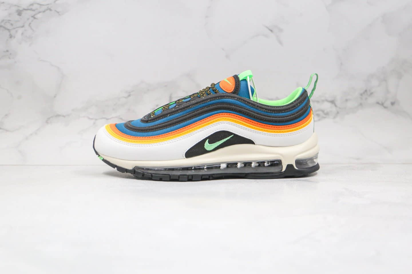 耐克Nike Air Max 97纯原版本子弹头Max97气垫鞋白橙蓝色原盒原标原档案数据开发 货号:CZ7868-300