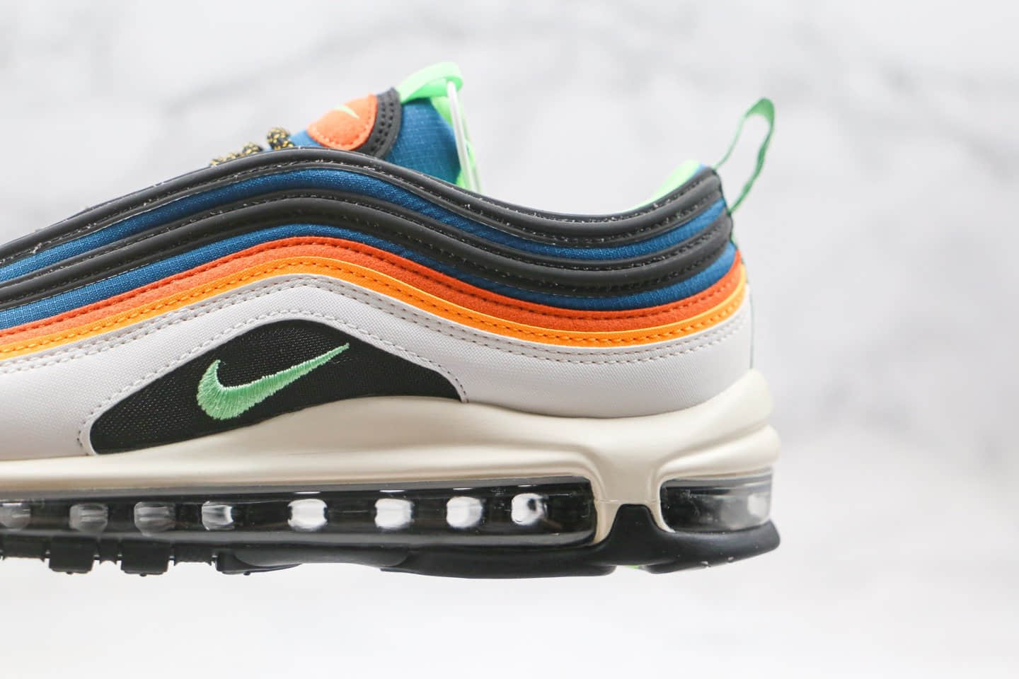 耐克Nike Air Max 97纯原版本子弹头Max97气垫鞋白橙蓝色原盒原标原档案数据开发 货号:CZ7868-300