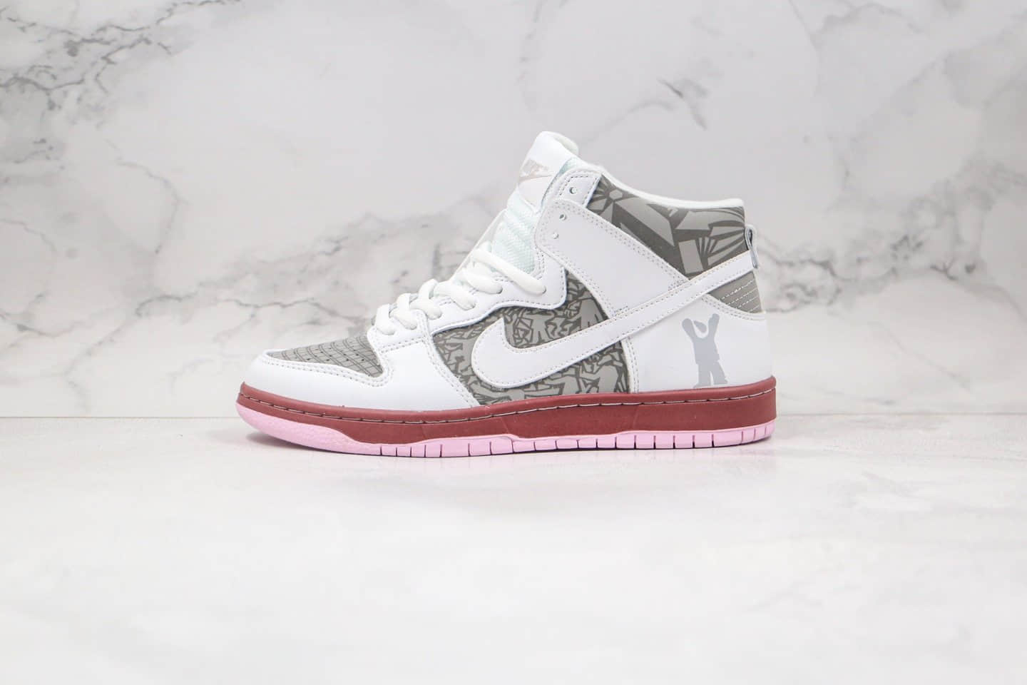 耐克Nike SB Dunk High纯原版本高帮SB DUNK灰白棕色爆裂纹板鞋原盒原标 货号:304292-001