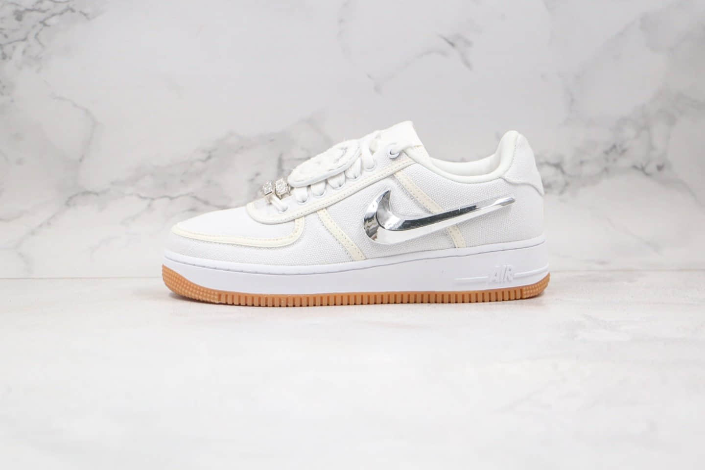 耐克Nike Air Force 1 x Travis Scott联名款纯原版本换勾魔术贴空军一号板鞋内置全掌Sole气垫 货号:AQ4211-100