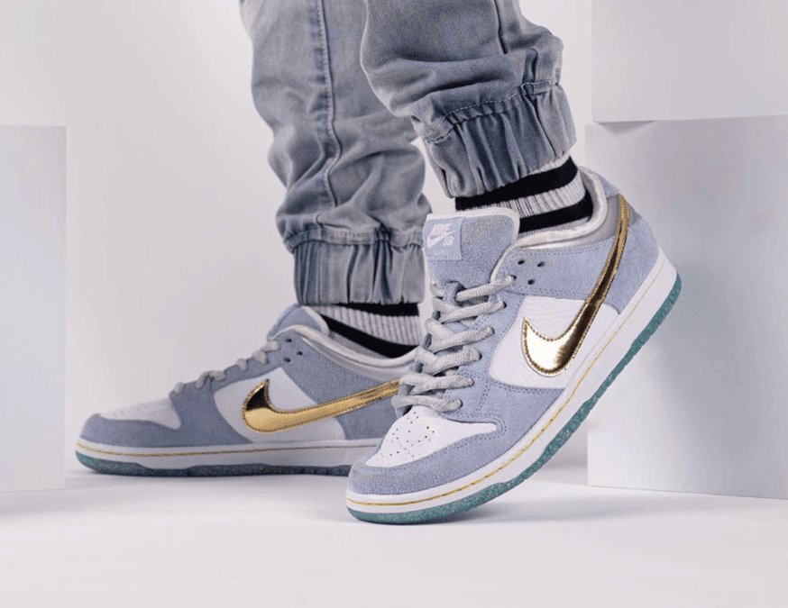 金钩+金粉外底!Sean Cliver x Nike SB Dunk Low上脚好看翻了! 货号:DC9936-100