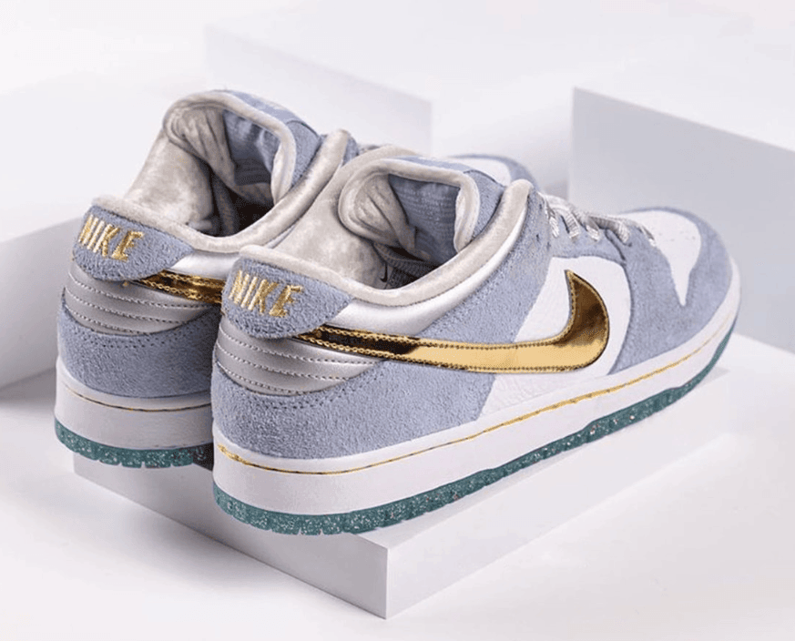 金钩+金粉外底!Sean Cliver x Nike SB Dunk Low上脚好看翻了! 货号:DC9936-100