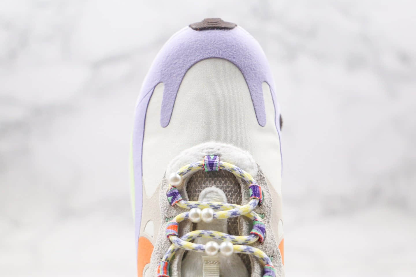 耐克Nike Air Max 270 React QP White Light Blue纯原版本半掌气垫Max270米白紫橙色马卡龙糖果色气垫鞋原盒原标 货号:DC3276-101