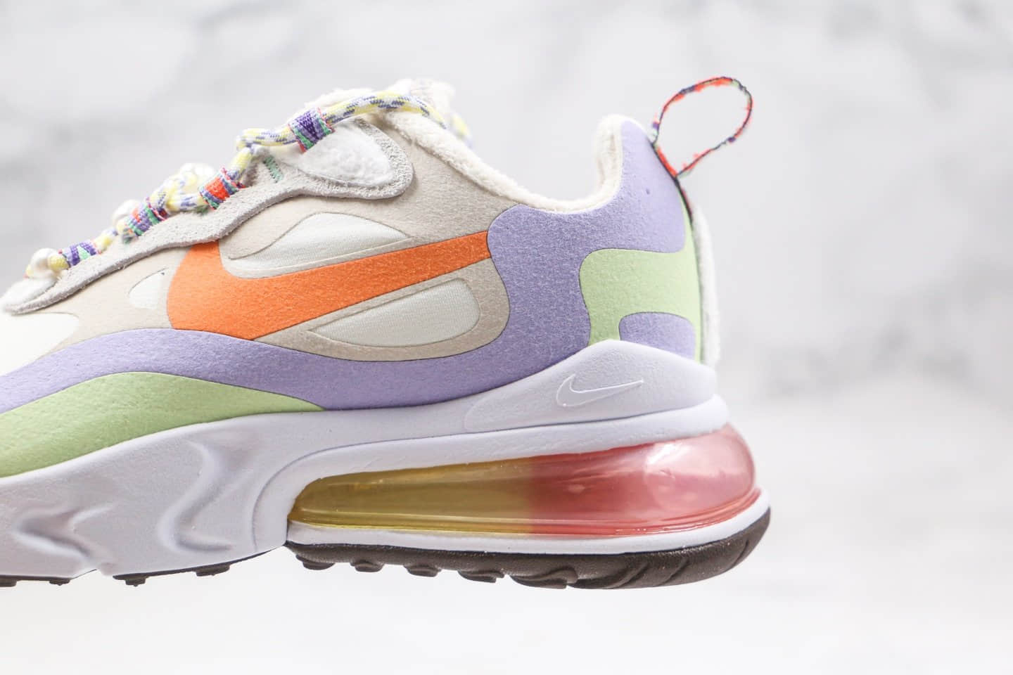 耐克Nike Air Max 270 React QP White Light Blue纯原版本半掌气垫Max270米白紫橙色马卡龙糖果色气垫鞋原盒原标 货号:DC3276-101