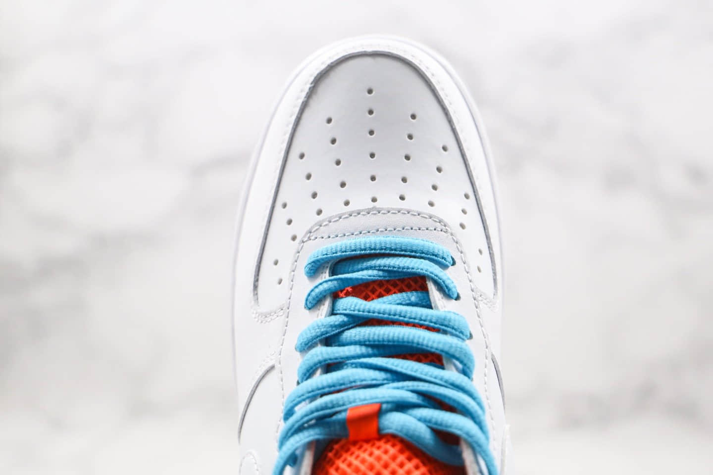 耐克Nike Air Force1 '07纯原版本低帮空军一号双钩白蓝绿橙色板鞋原盒原标 货号：CZ8139-100