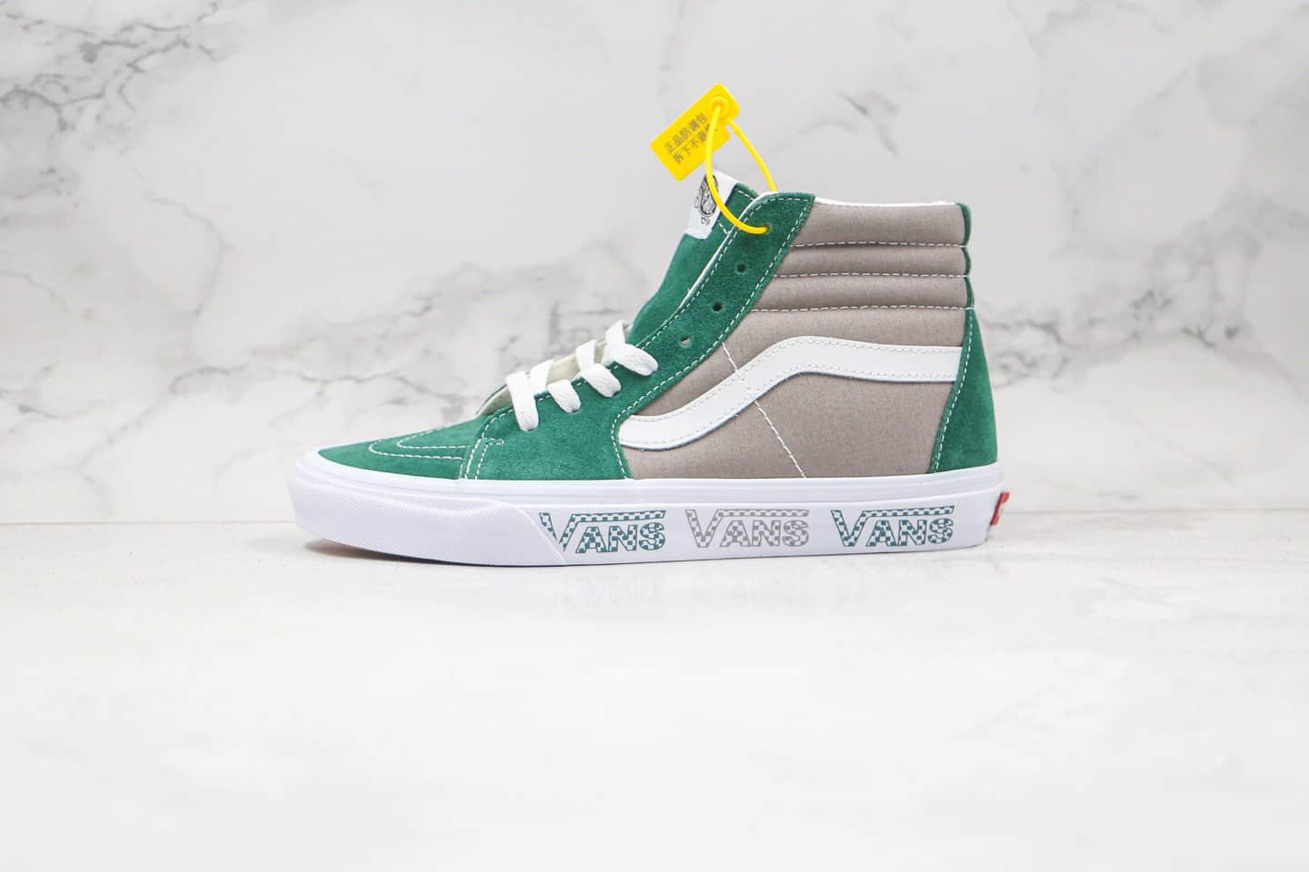 万斯Vans SK8-Hi公司级版本小红书爆款高帮硫化板鞋侧边字母印花灰绿色工艺硫化一比一 货号：VN0A4BV6X0P