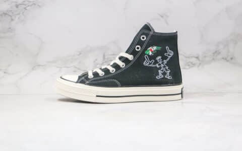 匡威Converse x 7UP七喜汽水联名款公司级版本黑色帆布鞋原厂硫化大底正确硅蓝软中底 货号:162050C