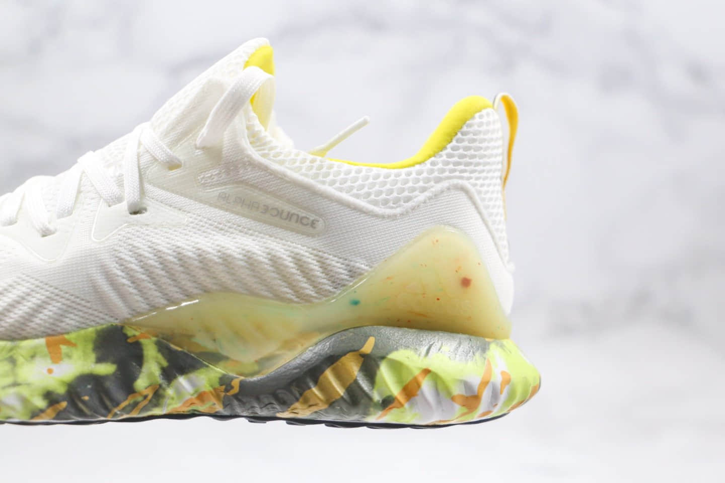 阿迪达斯Adidas Alphabounce beyond m纯原版本阿尔法十周年限定款白黄色跑鞋原盒原标 货号:CG3306