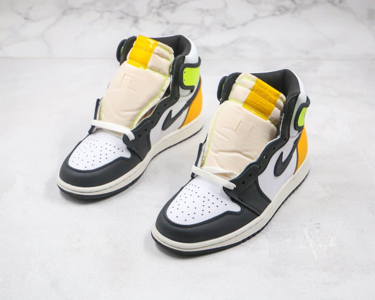 乔丹Air Jordan 1 Vlot Gold纯原版本高帮AJ1荧光绿黑黄色正确后跟定型 货号:555088-118