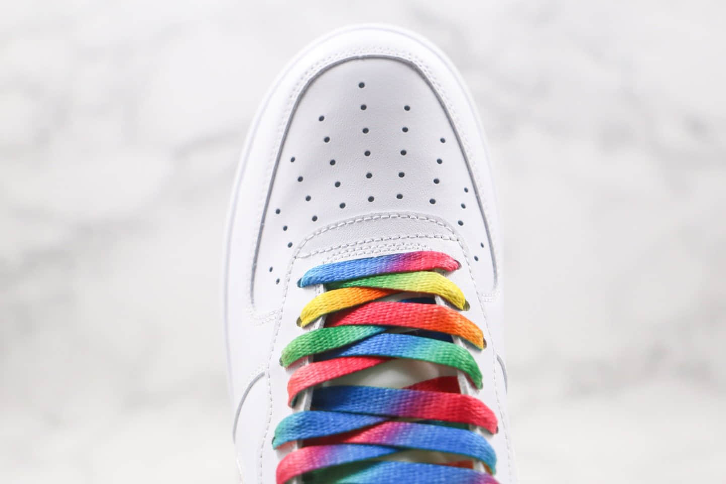 耐克Nike Air Force1 LOW'07纯原版本低帮空军一号白镭射边彩虹渐变鞋带板鞋内置气垫 货号:CV1699-100