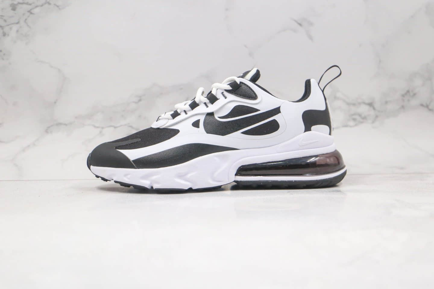 耐克Nike Air Max 270 React QP White Light Blue纯原版本半掌气垫Max270白黑色瑞亚跑鞋内置真小潘气垫 货号:CT1646-100