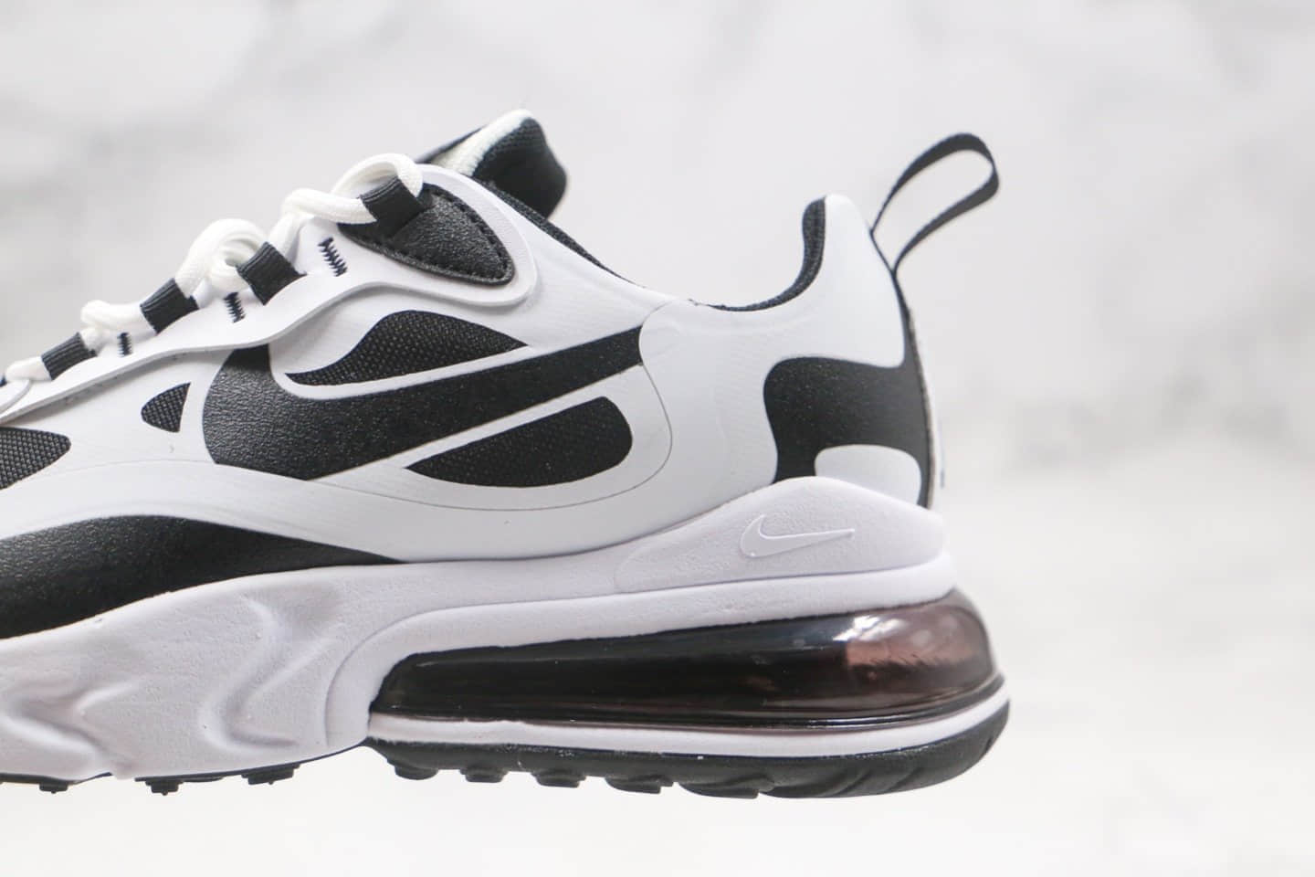 耐克Nike Air Max 270 React QP White Light Blue纯原版本半掌气垫Max270白黑色瑞亚跑鞋内置真小潘气垫 货号:CT1646-100