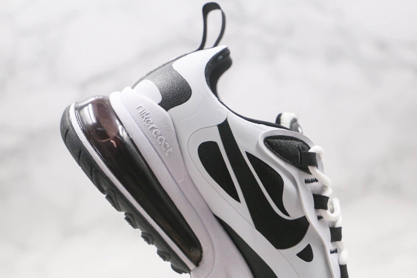 耐克Nike Air Max 270 React QP White Light Blue纯原版本半掌气垫Max270白黑色瑞亚跑鞋内置真小潘气垫 货号:CT1646-100