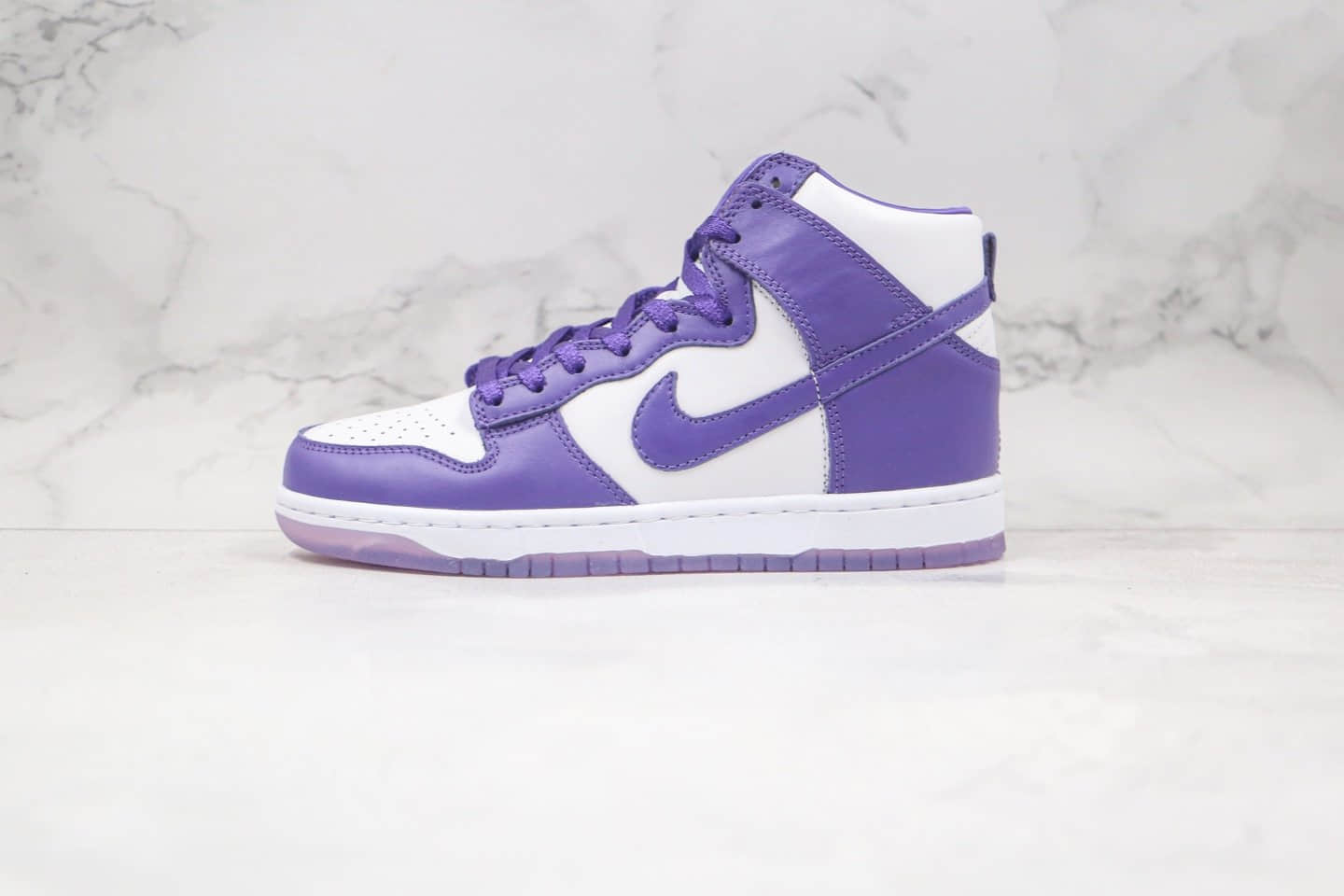 耐克Nike SB Dunk High Pro Varsity Purple纯原版本高帮SB DUNK果冻底白紫色板鞋内置后跟Zoom气垫 货号:DC5382-100