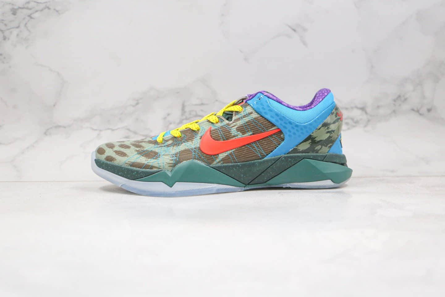 耐克Nike Zoom Kobe 7 Cheetah纯原版本科比7代迷彩绿橙色篮球鞋内置碳板气垫支持实战 货号:488371-200