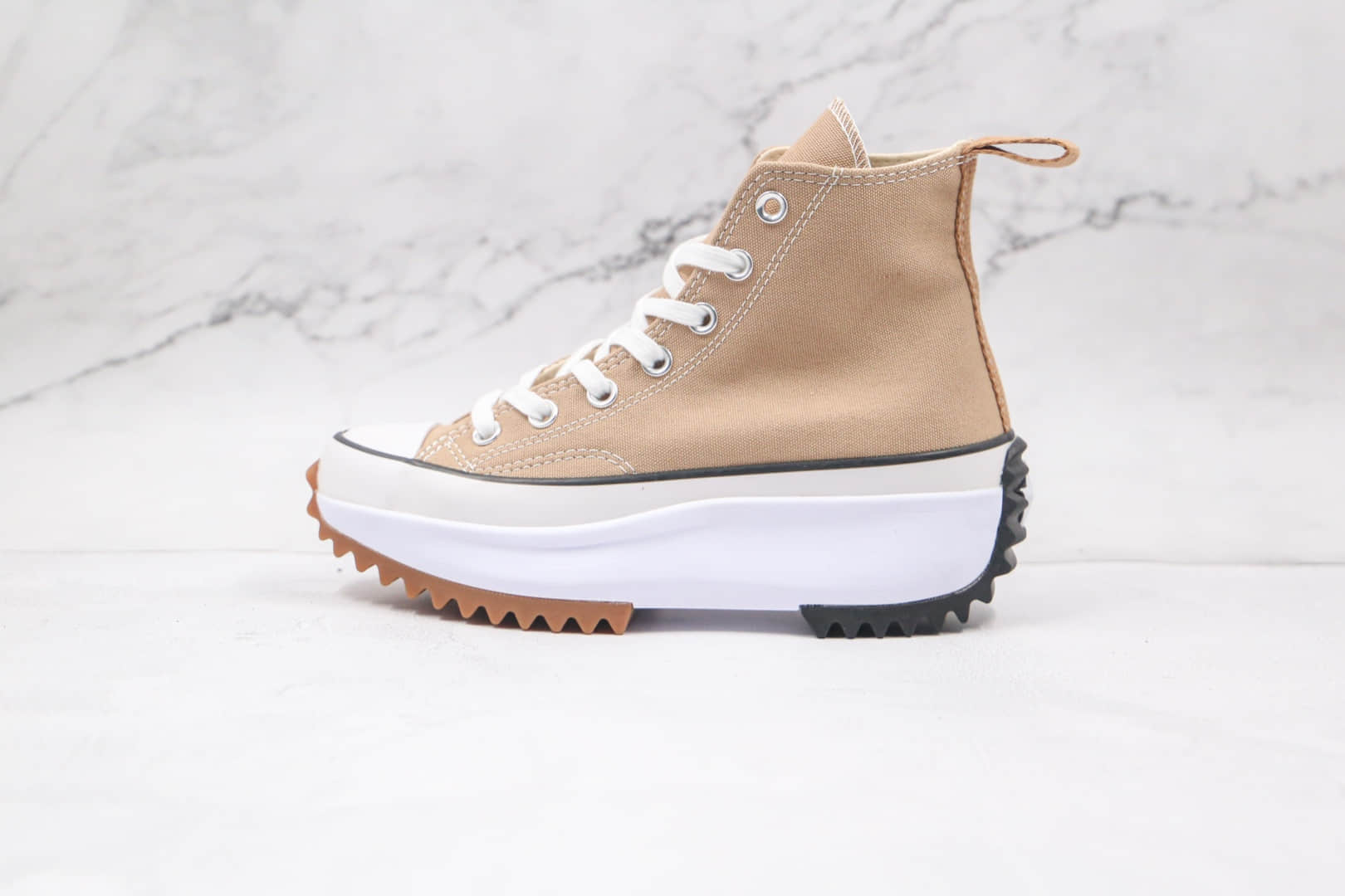 匡威Converse Run Star Hike1970S公司级版本高帮松糕锯齿奶茶色厚底帆布鞋原楦头纸板打造 货号:166802C