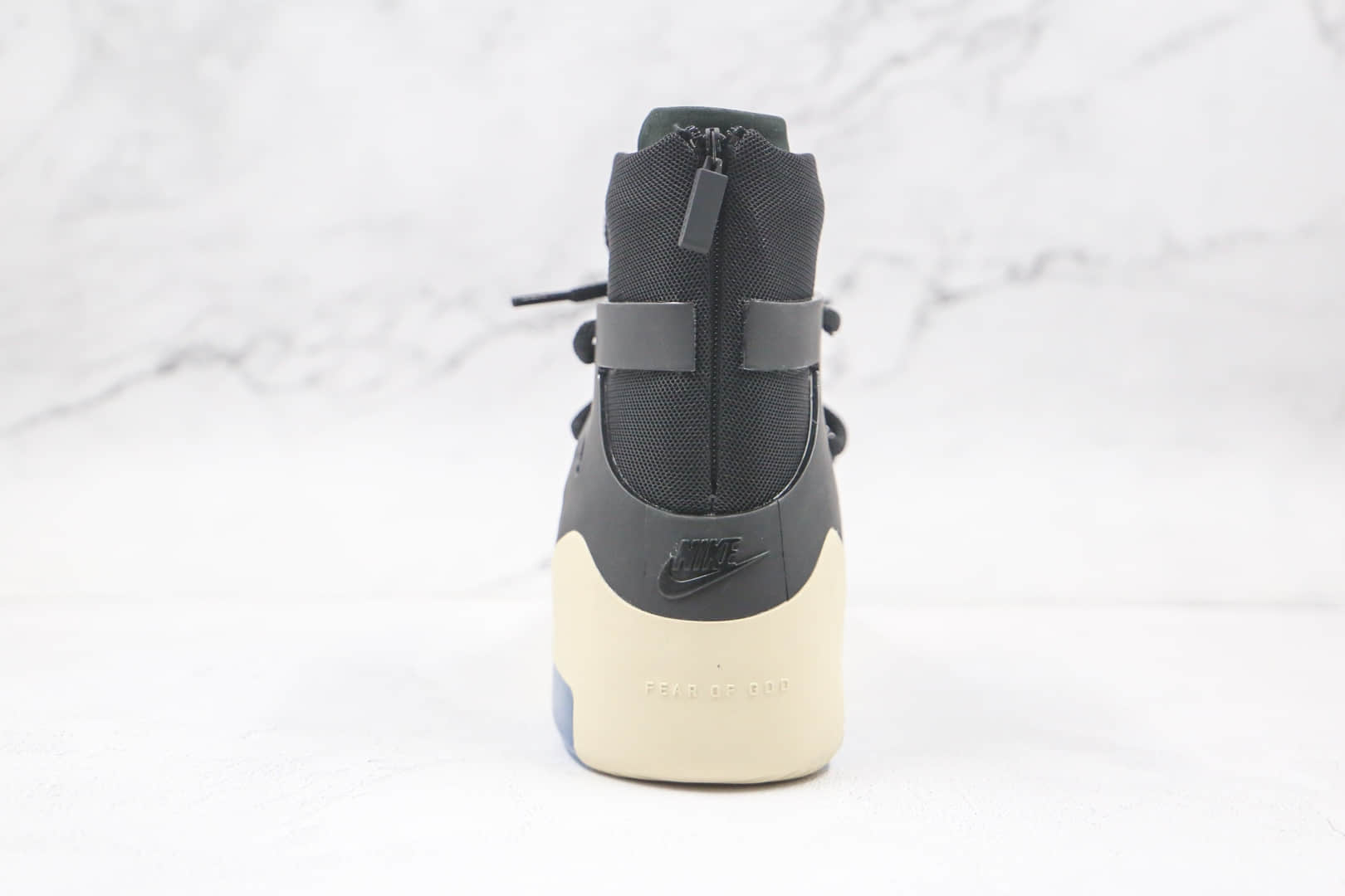 耐克Nike Air Fear of God 1 String The Question x FOG联名款纯原版本恐惧上帝高帮黑色拉链款原盒配件齐全 货号:AR4237-902