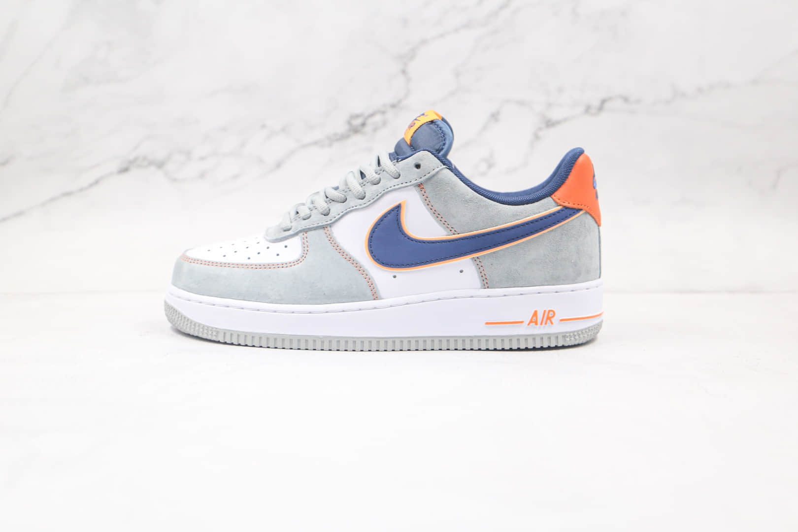 耐克Nike Air Force 1 '07纯原版本低帮空军一号灰蓝拼接猪八板鞋内置气垫 货号:CQ5059-103