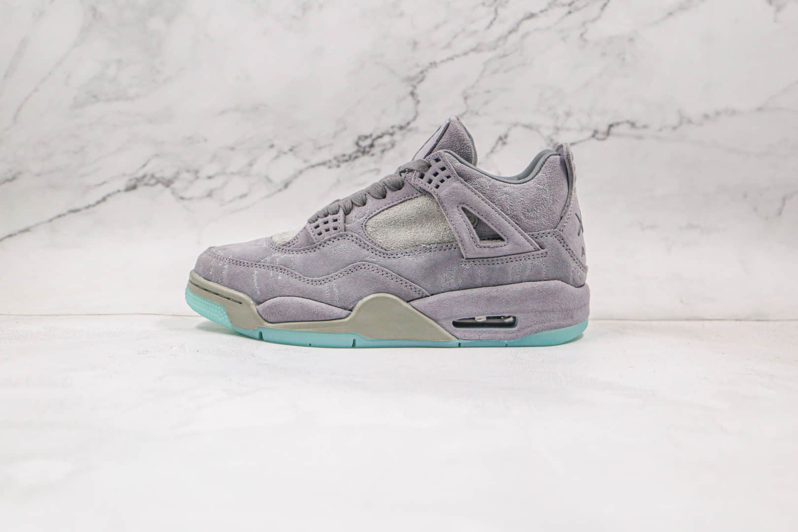 乔丹Air Jordan 4 X Kaws联名款纯原版本中帮麂皮酷灰夜光篮球鞋原鞋开模一比一打造 货号:930155-003