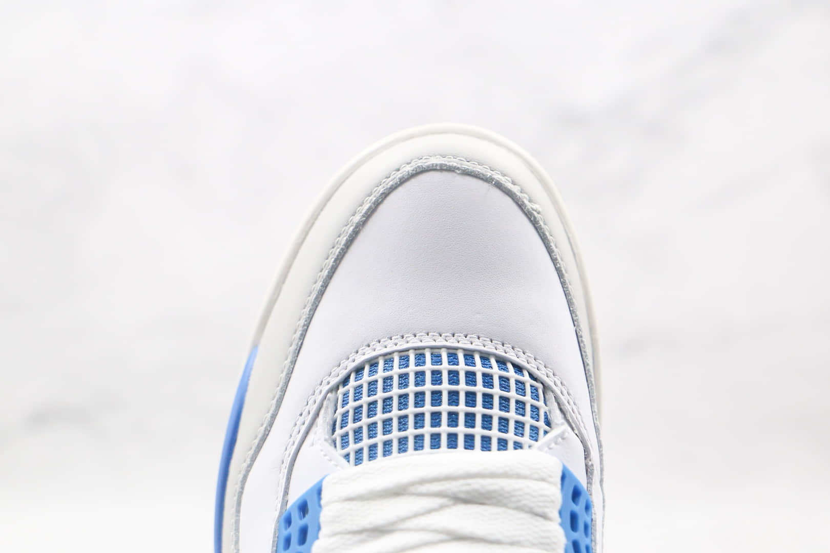 乔丹Air Jordan 4纯原版本高帮AJ4白蓝配色篮球鞋正确鞋面头层皮革原盒原标 货号:308497-105