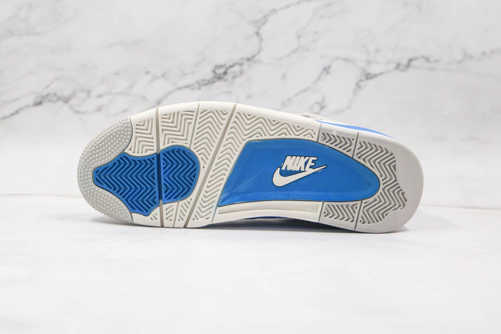 乔丹Air Jordan 4纯原版本高帮AJ4白蓝配色篮球鞋正确鞋面头层皮革原盒原标 货号:308497-105