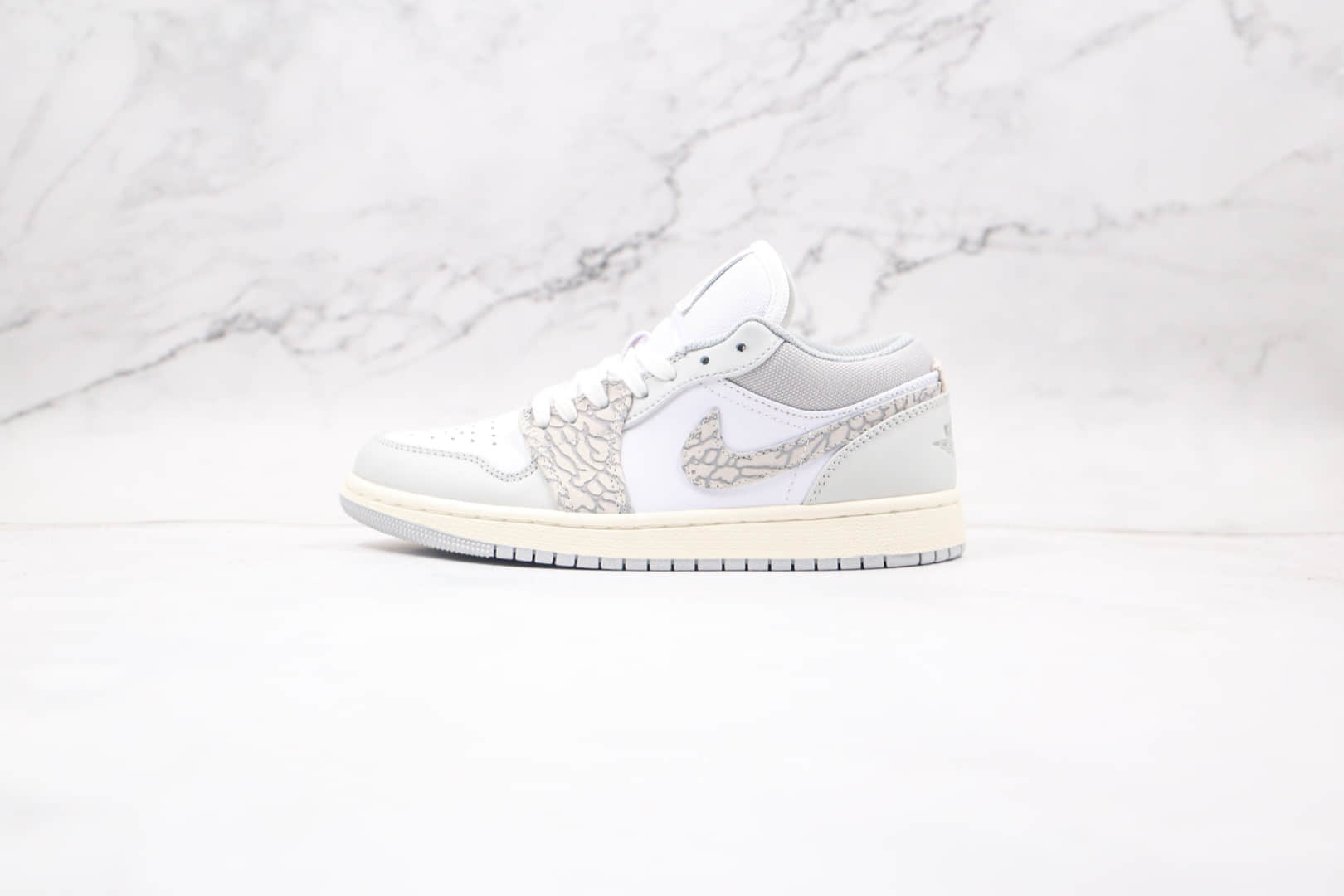 乔丹Air Jordan 1 Low PRM Elephant Print纯原版本低帮AJ1灰白大象爆裂纹板鞋原盒原标 货号:DH4269-100