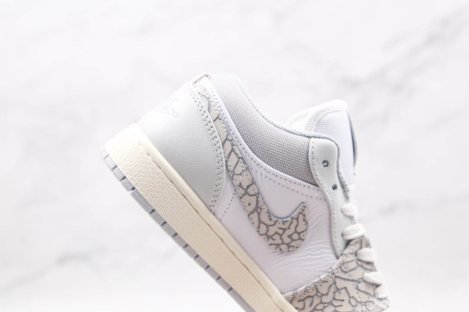 乔丹Air Jordan 1 Low PRM Elephant Print纯原版本低帮AJ1灰白大象爆裂纹板鞋原盒原标 货号:DH4269-100