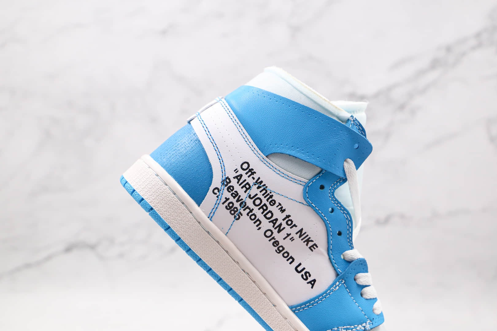 乔丹Air Jordan 1 x Off-White联名款纯原版本高帮AJ1白蓝色板鞋原盒原标 货号:AQ0818-148