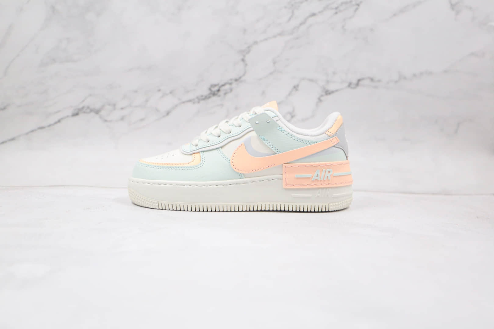 耐克Nike WMNS Air Force 1 Shadow纯原版本低帮空军一号马卡龙双钩白蓝粉色板鞋原楦头纸板打造 货号：CU8591-104