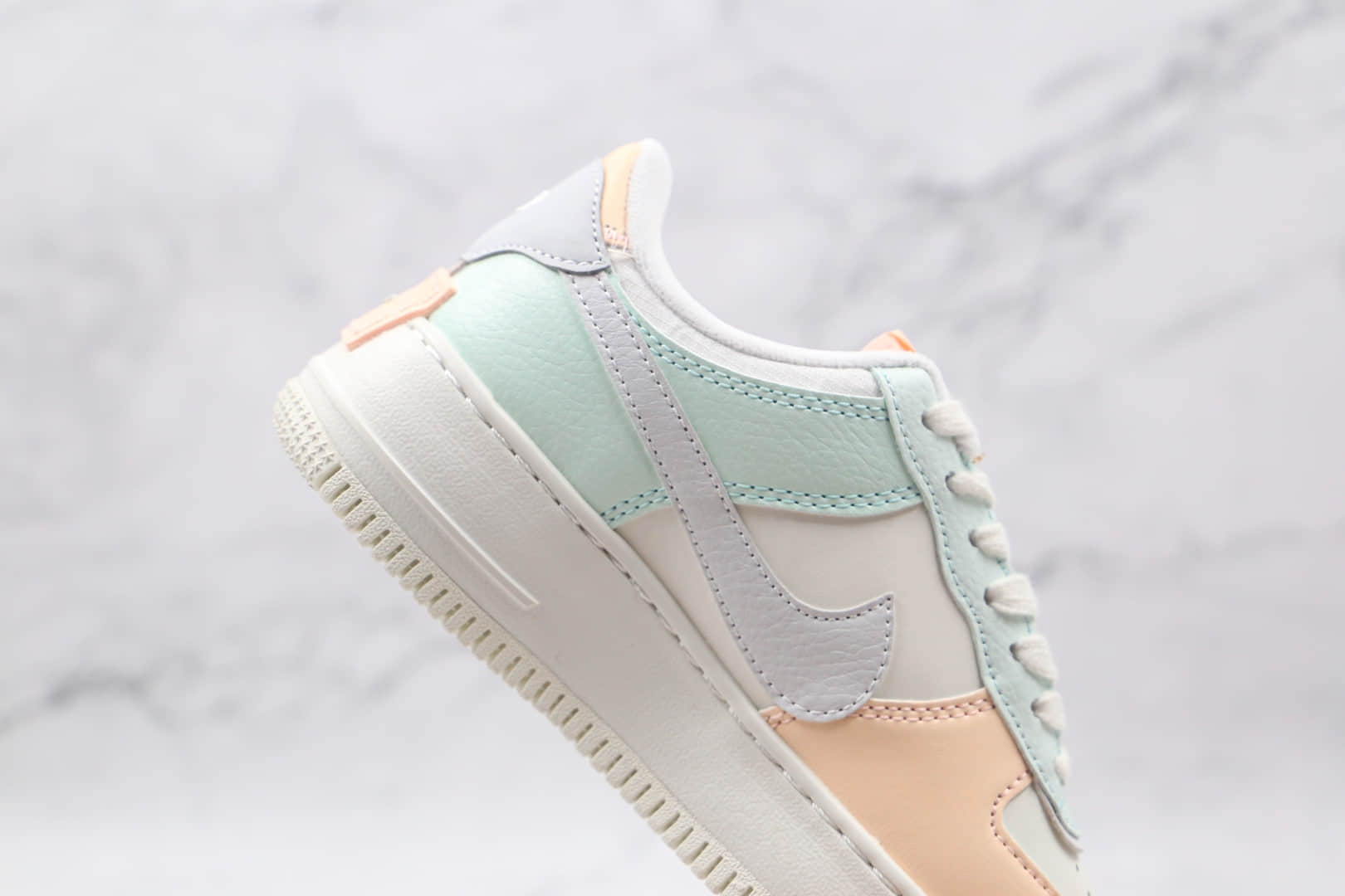 耐克Nike WMNS Air Force 1 Shadow纯原版本低帮空军一号马卡龙双钩白蓝粉色板鞋原楦头纸板打造 货号：CU8591-104