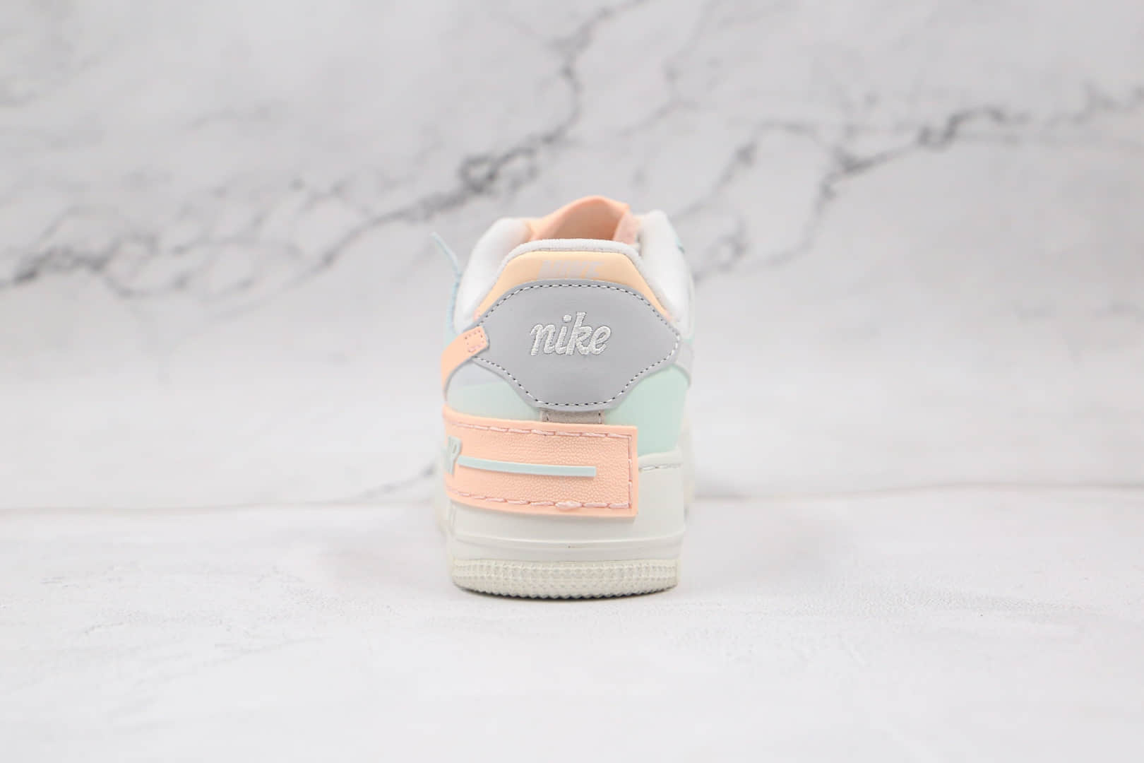 耐克Nike WMNS Air Force 1 Shadow纯原版本低帮空军一号马卡龙双钩白蓝粉色板鞋原楦头纸板打造 货号：CU8591-104
