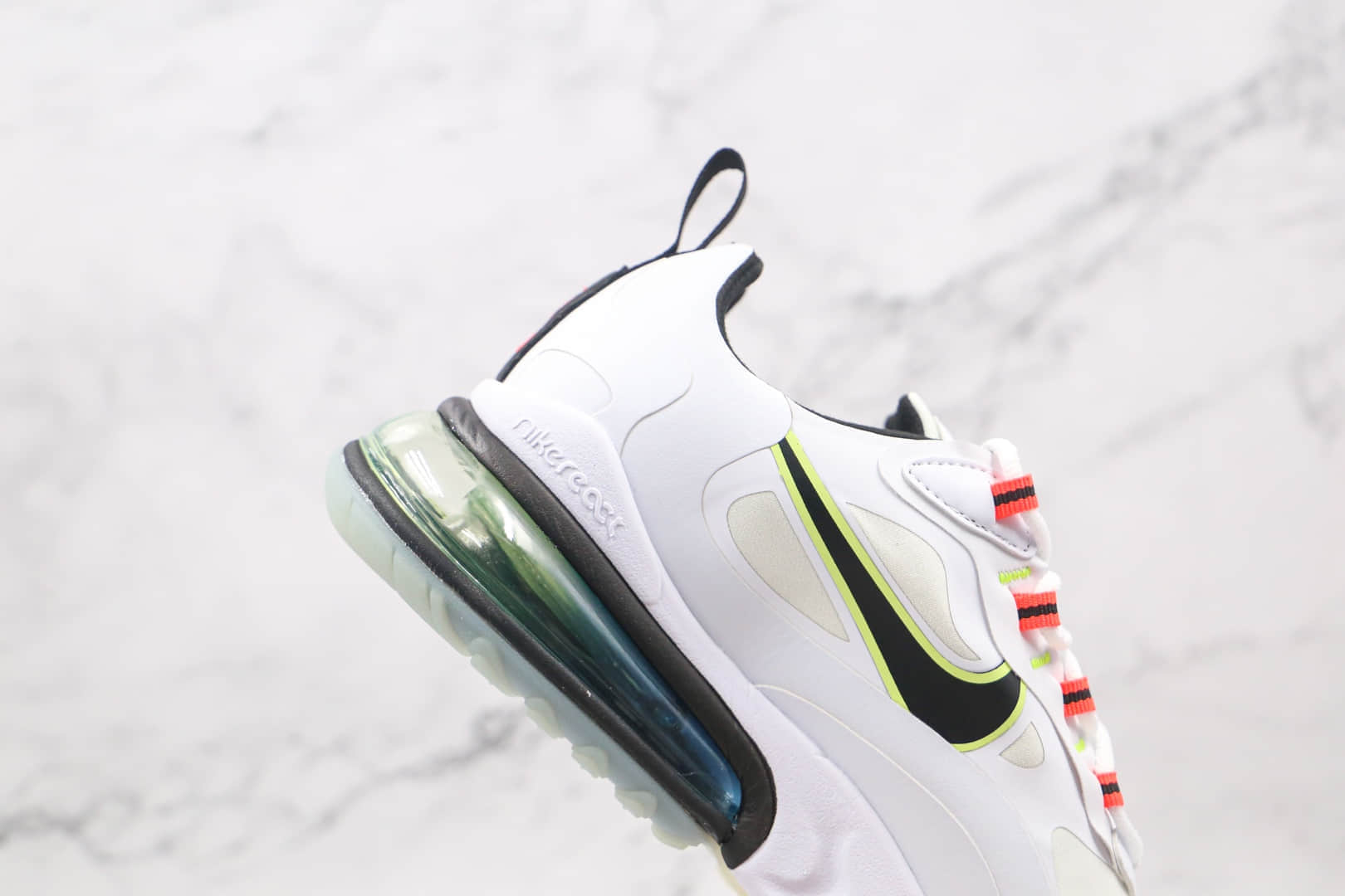 耐克Nike Air Max 270 React纯原版本半掌气垫Max270白绿黑色内置真小潘气垫 货号:CZ6685-100