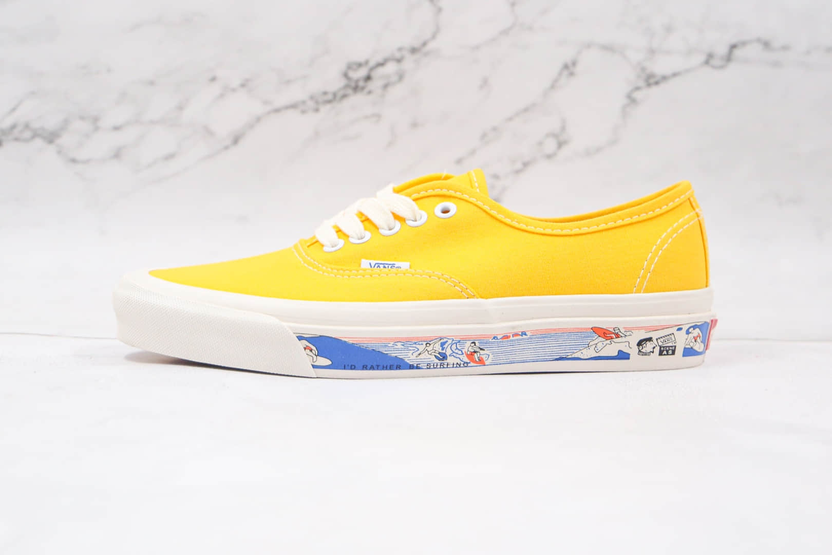 万斯Vans Authentic 44 DX公司级版本低帮安纳海姆黄色帆布冲浪图案硫化板鞋原盒原标 货号:VN0A54F341Q