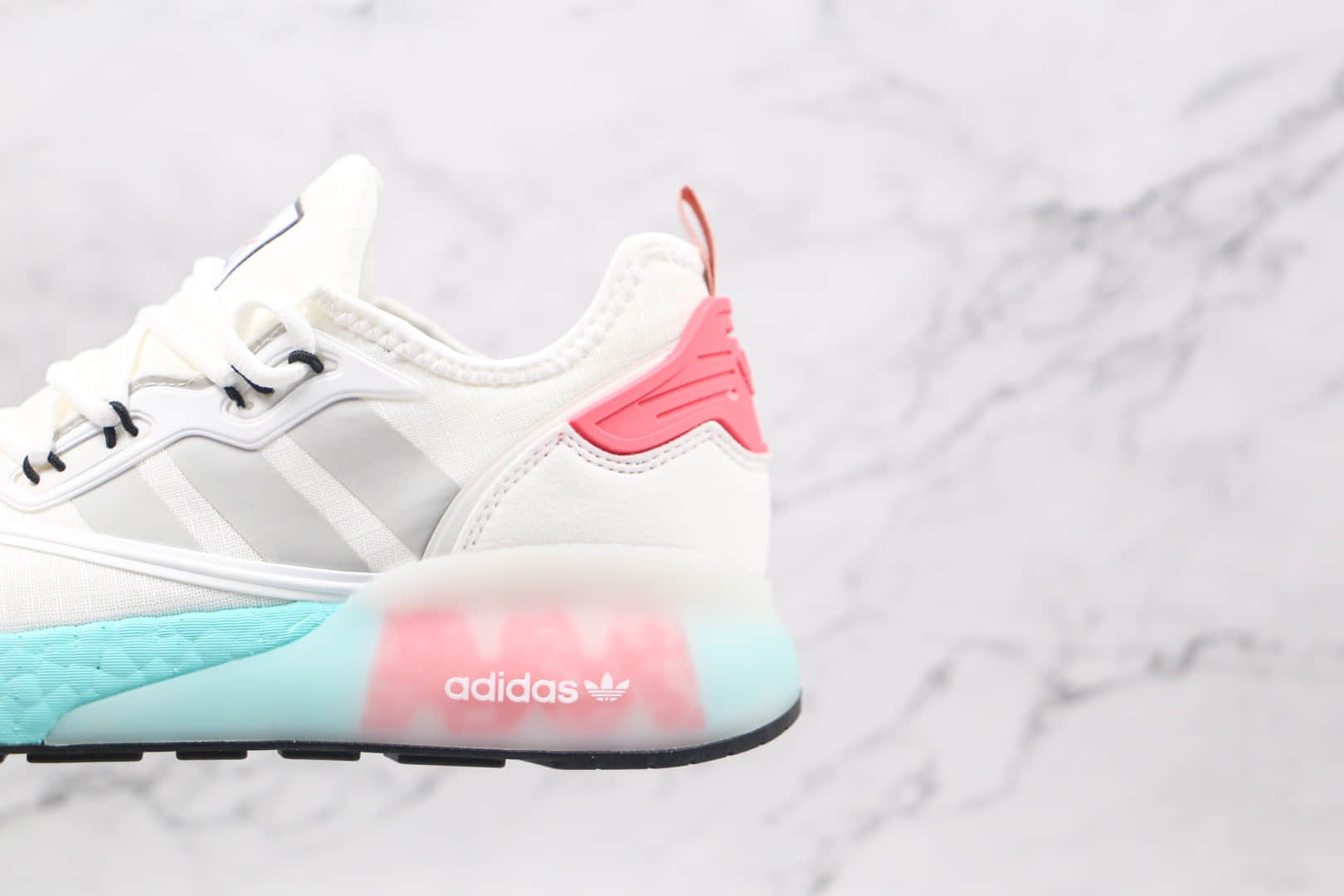 阿迪达斯Adidas Originals ZX 2K Boost纯原版本三叶草爆米花ZX 2K白灰红蓝色跑鞋原档案数据开发 货号：FY7054