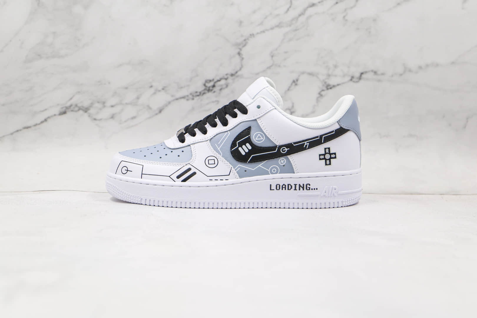 耐克Nike Air Force 1纯原版本低帮空军一号黑白灰电玩PS5主题立体按键配色板鞋内置气垫 货号:CW2288-111