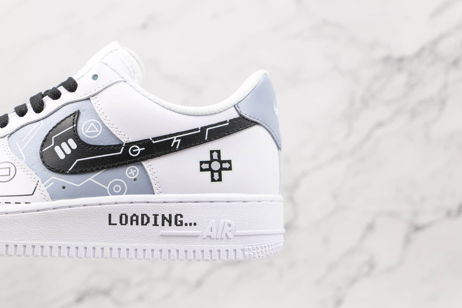 耐克Nike Air Force 1纯原版本低帮空军一号黑白灰电玩PS5主题立体按键配色板鞋内置气垫 货号:CW2288-111